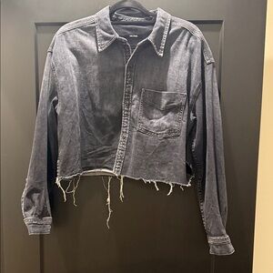 GRLFRND Black Denim Cropped Shirt